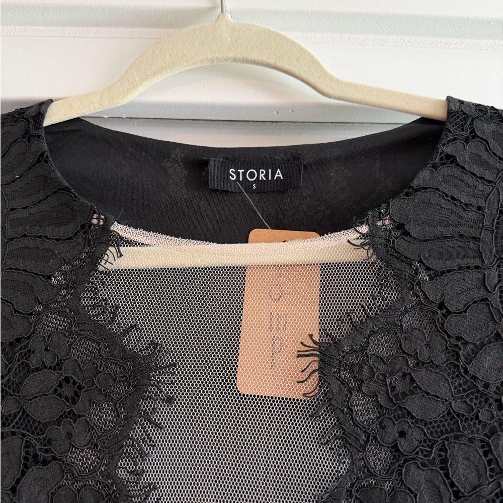Storia Elegant Black Lace Mini Dress - Picture 3 of 4